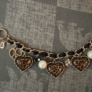 3 Betsey Johnson Leopard Heart Charm Bracelets